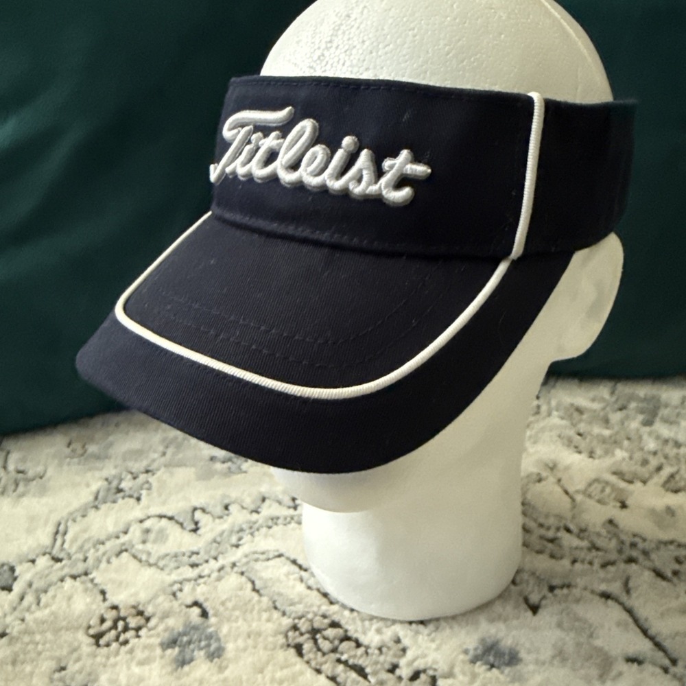 Titleist ProV1 FJ FootJoy Visor Navy & White Adjustable Golf Hat Terry Lining